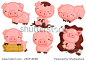 Cute Pigs Vector Set