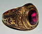 10 kt. gold Masonic ring with red stone