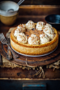 Cappuccino Cheesecake - Sugar et al : If you are a coffee lover, take your caffeine addiction to a whole new level with this cheesecake. A simple cookie crust with a creamy coffee spiked filling and some luscious whipped cream on top, this is like a delic