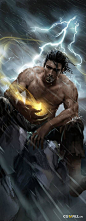 inspiring concept art kai huang：强烈的光感画面，静坐在雷雨中的猛男，闪电，精灵 - 你我觅 - niwomi.com