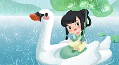 24节气传统小清新手绘插画海报