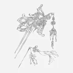 手绘发簪_新图网 https://www.ixintu.com 手绘 插画 发簪 簪子 步摇 古风 古典 中国风 手绘发簪