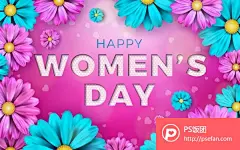 浪漫温馨妇女节女神节母亲节海报AI矢量素材  - PS饭团网psefan.com