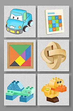 七巧板积木汽车益智玩具商业插画