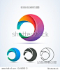 21_19_Vector abstract circle swirl logo design elements. Origami paper style