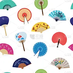 女人,四方连续纹样,绘画插图,日本,计算机图标,矢量,扇子,传统,华丽的,贺卡