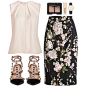 A fashion look from March 2014 featuring Salvatore Ferragamo blouses, Dolce & Gabbana skirts and Topshop watches. 