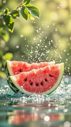 夏日清凉西瓜场景图万物毛茸茸之西瓜