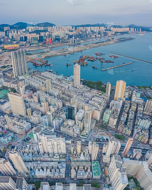 日落的九龙，香港的城市景观，亚洲素材-花瓣网