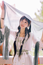 汉服正片，一个绿油油的小姑娘出镜：@不周子… | 半次元-二次元爱好者社区