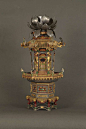 A Rare And Large Pair Of Pewter Candlesticks In The Form Of Pagodas image 2