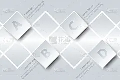 四个主题简单的白纸3D方块在白色网格为网站展示封面海报矢量设计信息图表插图的概念