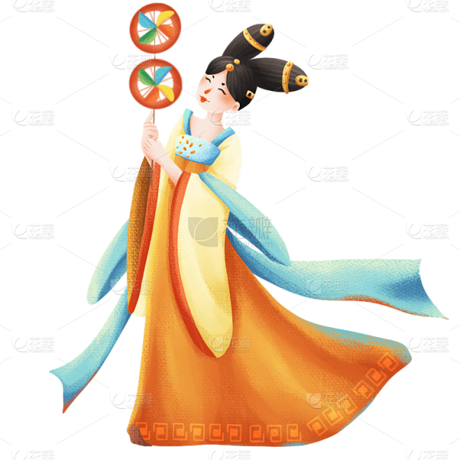 手绘-手绘汉服少女贴纸