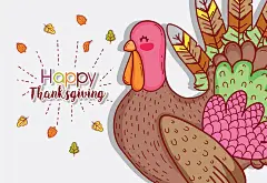 火鸡动物用秋叶来感恩图片下载