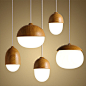 【简约木纹坚果创意吊灯】可爱的坚果造型，营造出别样的空间氛围；铁艺灯体，木纹效果，质量保证。￥159