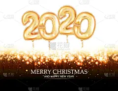 新年前夕,黄金,金属质感,数字,气球,商务,2020,贺卡,传单