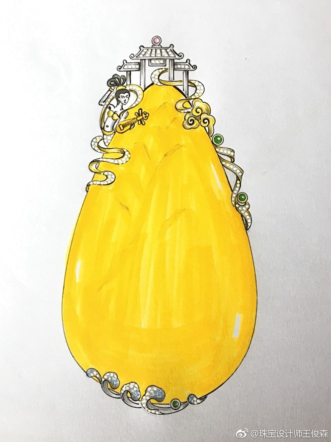 蜜蜡仕女吊坠