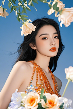 喜欢小卷子的瑟瑟仔采集到蓝色绿色背景AI人物