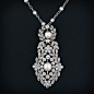 Edwardian J.E. Caldwell Diamond and Pearl Pendant Necklace From Lang Antique & Estate Jewelry: 