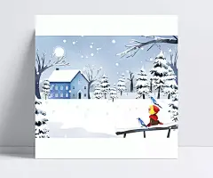冬季童话雪景小女孩ps插画素材|矢量图/PS素材,儿童卡通,童话插图,插画,冬天,冬季,雪,松林