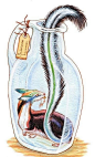 Emma Lazauski的“Bottled Creatures”系列插画作品，把神兽装进瓶子里，卖萌或装很凶都没用的！科学的时代，要用化学手段炼化了你们！ #插画狂想#  @微博设计美学 ​​​​