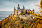 General 2048x1365 architecture building castle clouds tower trees nature Germany fall leaves forest landscape hills walls Burg Hohenzollern