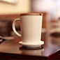 简约白色亚光陶瓷马克杯 带盖星巴克杯子 欧式办公水杯咖啡杯套餐的图片