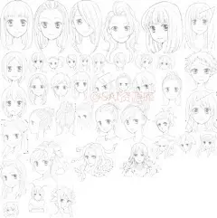 #SAI资源库# 元气动漫少女的马尾辫、动漫大叔的平头等上百种发型参考，让发型更显人物性格哟格~自己借鉴，转需~