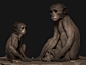 Monkey family, Maria Panfilova : Macaques inspire me, they look graceful and sad