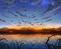 点缀夏日夜空的幻想之光。描绘了萤火虫的插画特辑 : 萤火虫，是初夏一景。或许有人还会记得，年幼时曾在湿地里看到过无数飞来飞去的萤火吧。将夜空点缀得分外凉爽的美丽的光，自古以来就吸引着日本人的心。清少纳言的随笔《枕草子》中最著名的第一段也提到了萤火虫，将其放在了能感受到夏日风情的事物的首位。
这次就为大家送上描绘了日本夏日最初的风景——夜空中飞舞的萤火虫的插画作品特辑。快来看看吧。