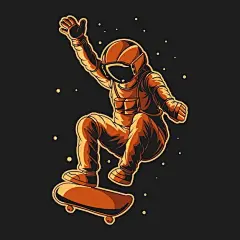 滑板宇航员太空人插画矢量图设计素材