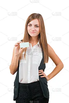 有名片的漂亮女人