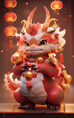 可爱卡通龙立体卡通龙素材图AI图