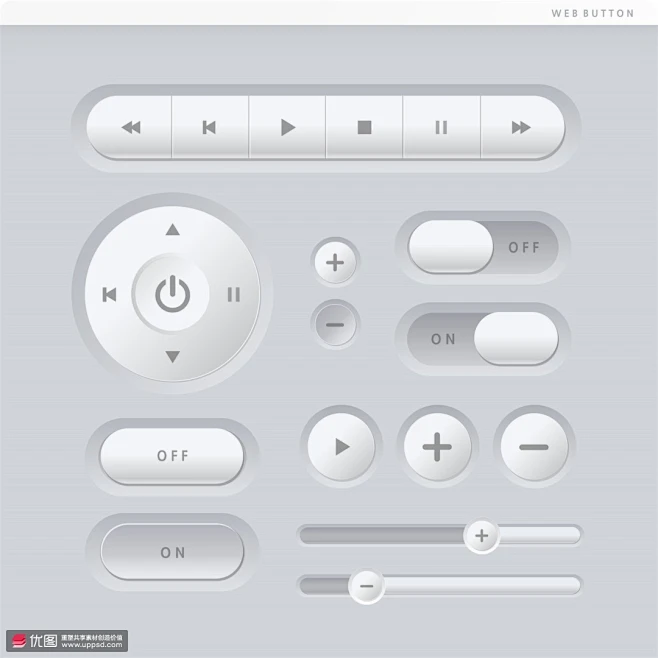 淡雅音乐播放按键网页按钮UIKIT页面APP界面素材下载-优图网-UPPSD-花瓣网