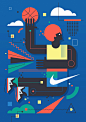 Nike Wall Mural : I recently created a handful of pitched ideas for a new Nike wall mural to be placed within an outdoor basketball court in Barcelona. The imagery would also be used as stand alone print adverts. A throughly enjoyable job!