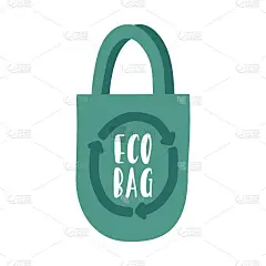 环保袋。可爱的零废物海报，打印或标志。手绘生态生活插图。平面向量插图。涂鸦可重复使用的纺织品购物袋。