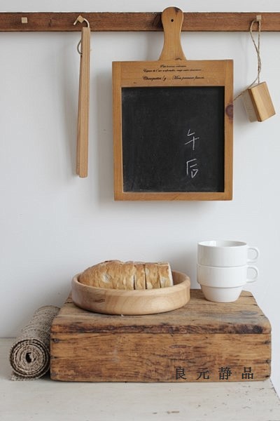 作旧法语实木框把手方形可悬挂小黑板 咖啡...