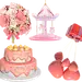 蛋糕 爱心 气球 粉色 png 生日 情人节 礼物 立体素材 3D 3d 建模 渲染 温暖 温馨