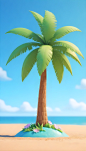 Empty-beach--coconut-tree--blue-sky--flower--3d (5)