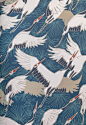 Cranes Wallpaper in Blue is a contemporary and dynamic print with a strong Japanese influence and an Art Deco feel.  www.emilyburningham.com £68.00 per roll