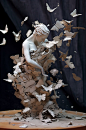 AI数字艺术破碎感花朵古典石膏雕塑模型-众图网