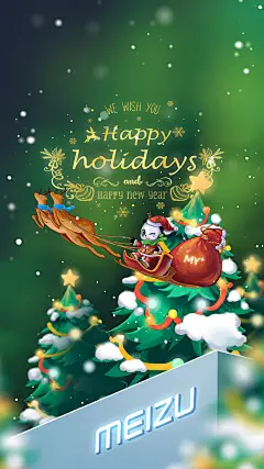 圣诞节，专门为魅友们绘制了一份节日壁纸。
静态版先在配图奉上，更好看的动态版已在@Flyme主题 上架，按照「进入主题美化 APP — 壁纸 — 动态壁纸」的路径即可下载使用。
Happy holidays，转发随机送 5 份 2019 魅族定制台历。 ​​​​