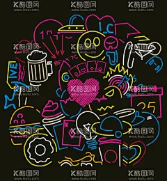 线条食物饮品灯牌  - 源文件下载【酷图网】线条,食物,饮品,灯牌,爱心,印花,夏天,上衣,个性,潮流