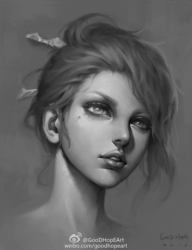 姐 #原画#肖像画#素描#脸#美型#颜值...