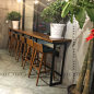 甜品店咖啡厅快餐店吧台桌定做简约实木带靠背实木吧椅西餐厅吧椅