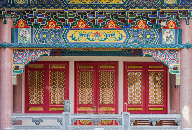 金龙中国寺庙建筑与门素材-花瓣网