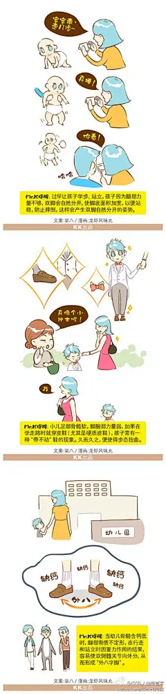 #KK漫画#别让你的宝宝从小形成“八字脚”@医生护士那点事 小儿外八字 缺钙 软骨 健康 科普 补钙 钙片 走路 漫画