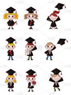 卡通研究生图标集