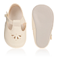Ivory Patent Pre-Walker Shoes  : Ivory traditional pre-walker shoes for little boys by Early Days Baypods, made in soft patent faux leather. They have a flexible sole and a comfortable lightly padded insole, with a cut out pattern and a single button fast