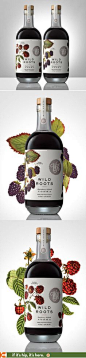 Wild Roots Berry Infused Vodkas have lovely label designs by the Sasquatch Agency.